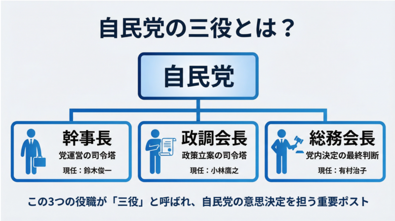 自民党三役の位置づけを示す図解