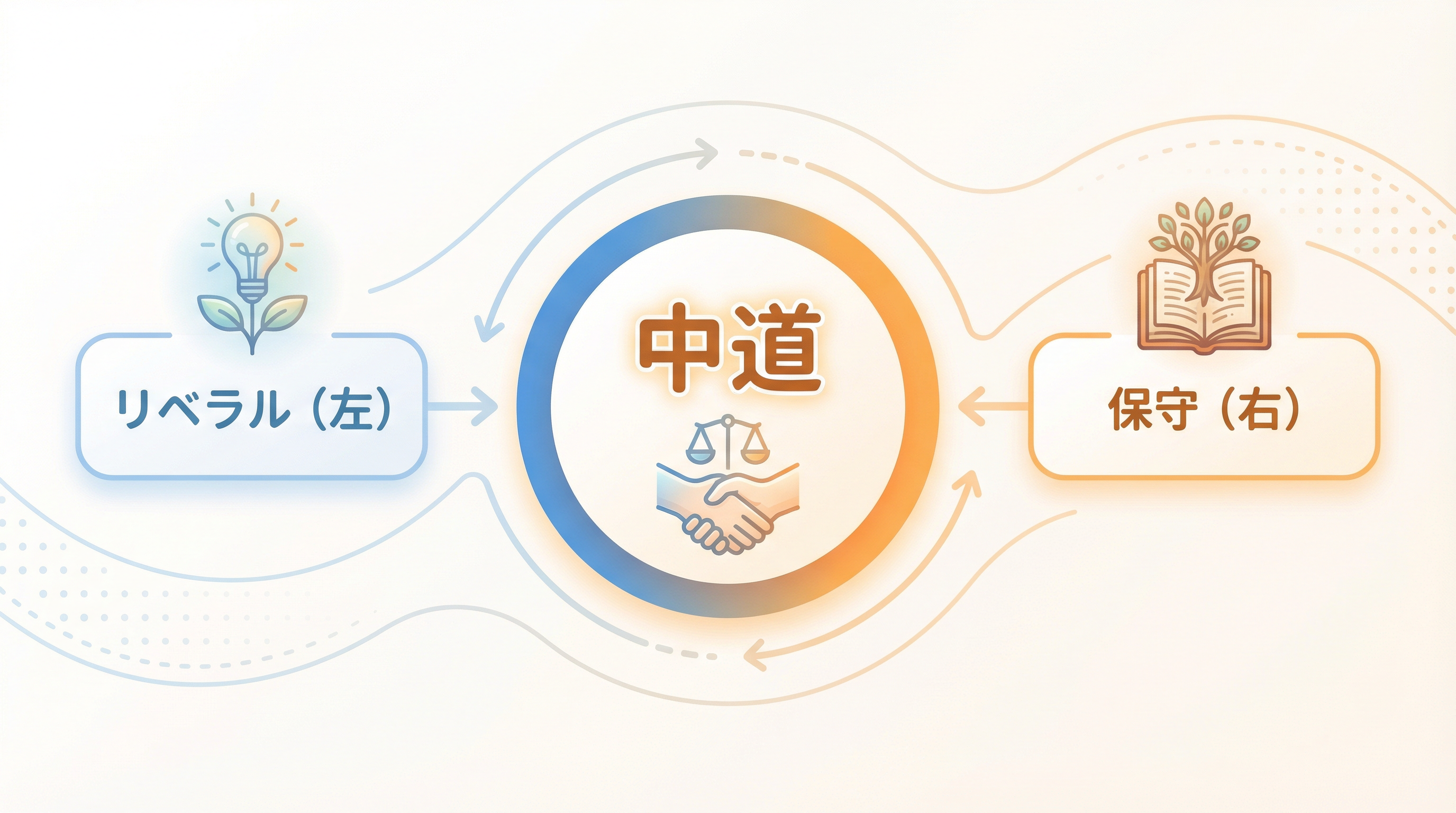「中道」の政治的ポジションを示す図