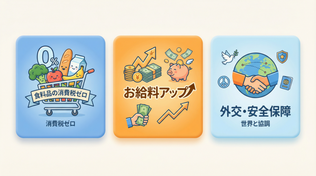 注目政策3選のビジュアル図