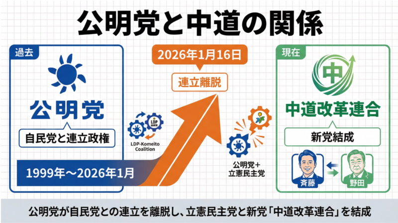 公明党と中道の関係を示した画像