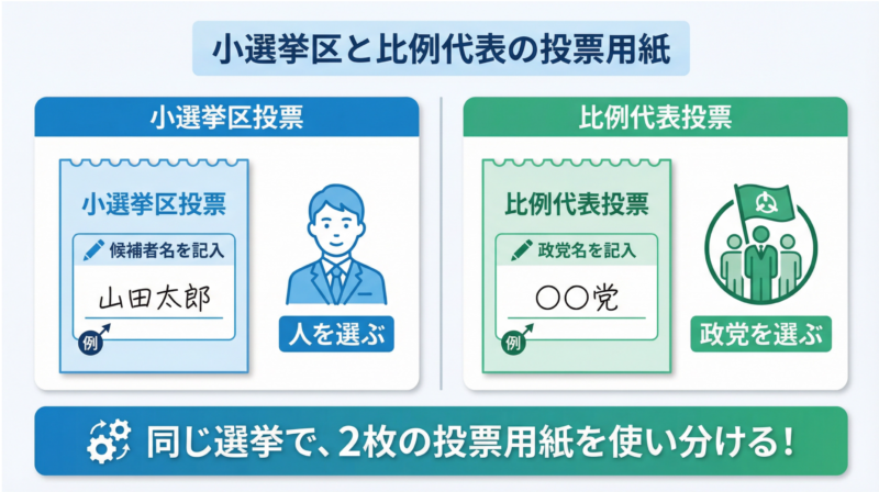 投票用紙の違いを表現している