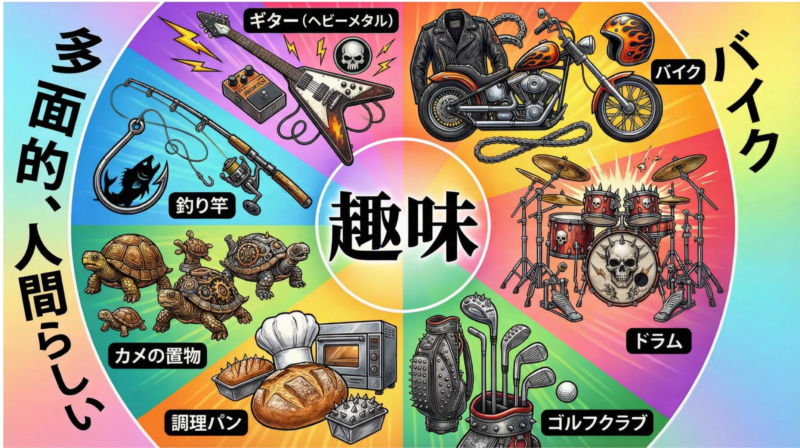 高市早苗の多彩な趣味を一枚にまとめた画像