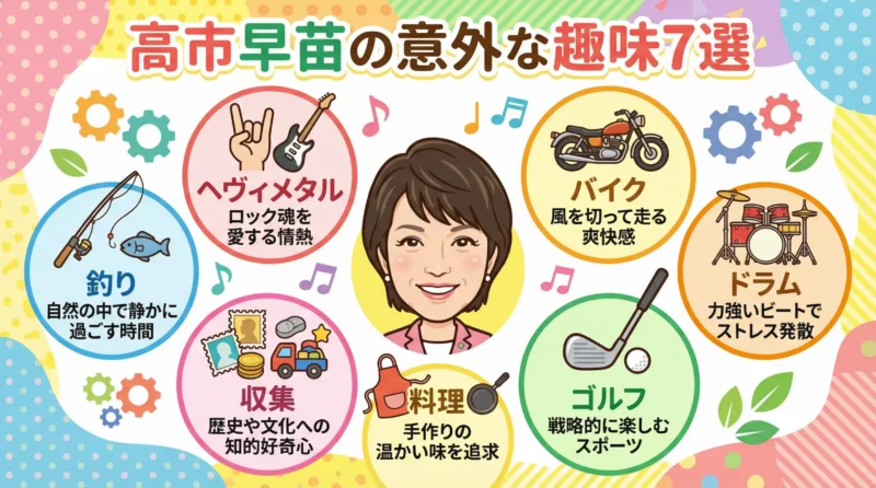 高市早苗の趣味7選(ヘビメタ、バイク、ドラム、ゴルフ、釣り、収集、料理)の画像