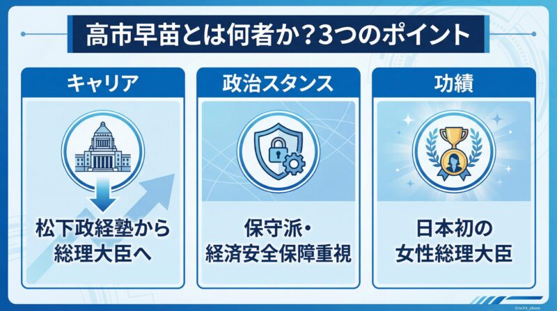 要約図解:高市早苗とは何者か?3つのポイント
