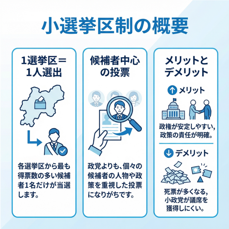 小選挙区制の概要を説明した画像