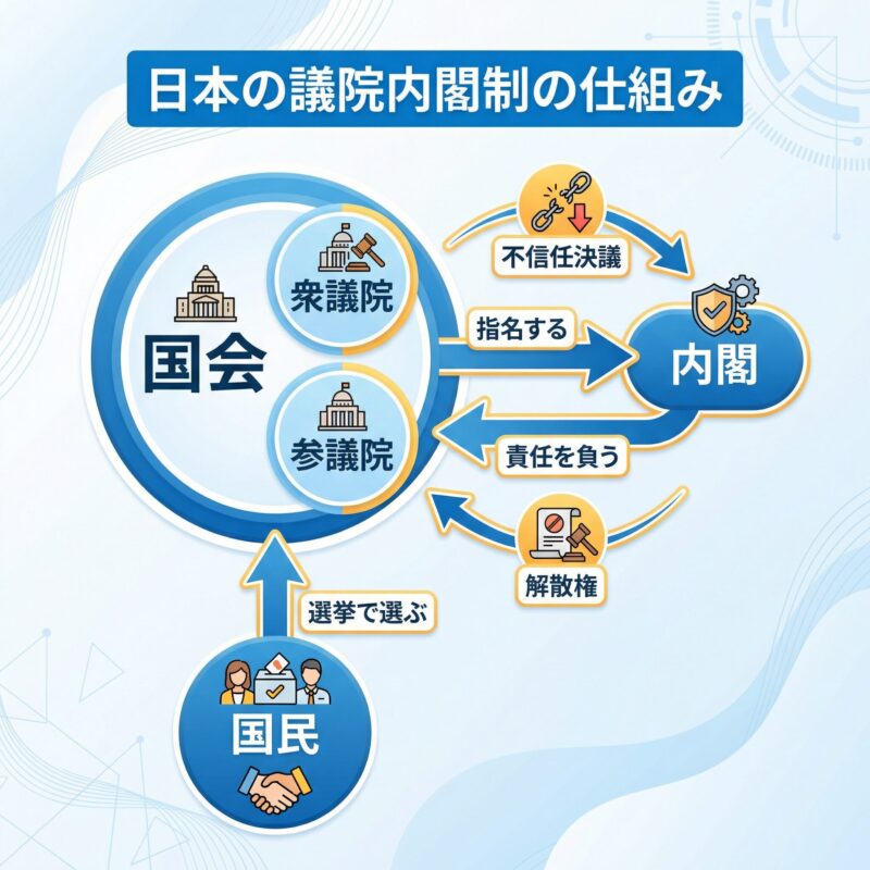日本の議院内閣制の仕組みを図解