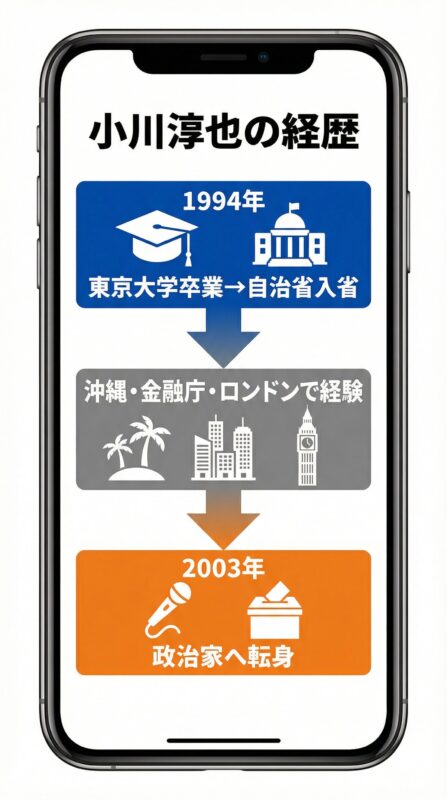 図解：小川淳也の経歴