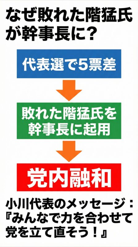 なぜ敗れた階猛氏が幹事長に?