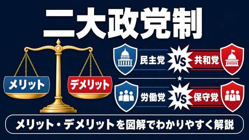 二大政党制のメリット・デメリットを解説するアイキャッチ画像