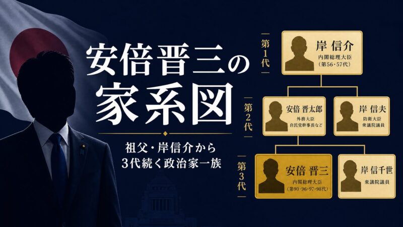 安倍晋三の家系図を図解で解説するブログ記事のアイキャッチ画像
