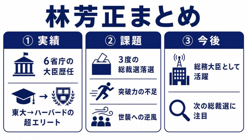 林芳正まとめ図解(実績・課題・今後)