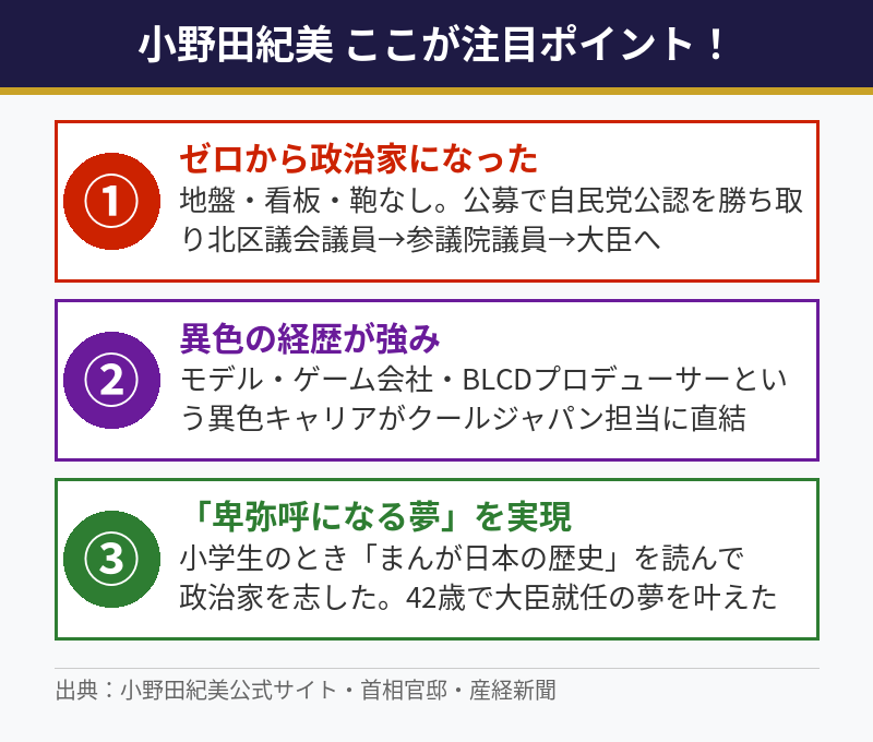 小野田紀美ここが注目ポイント図解