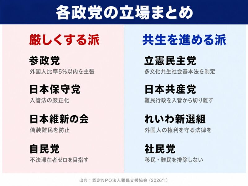 各政党の立場まとめ