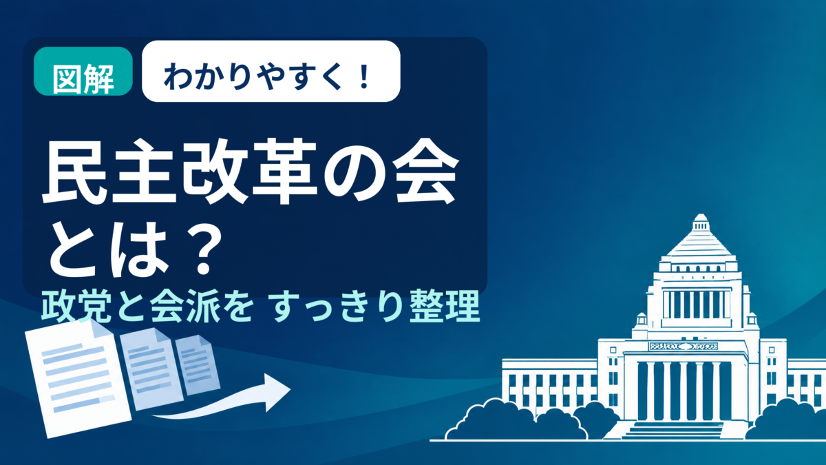 民主改革の会の設立経緯と政党・会派の違いを図解で示すアイキャッチ