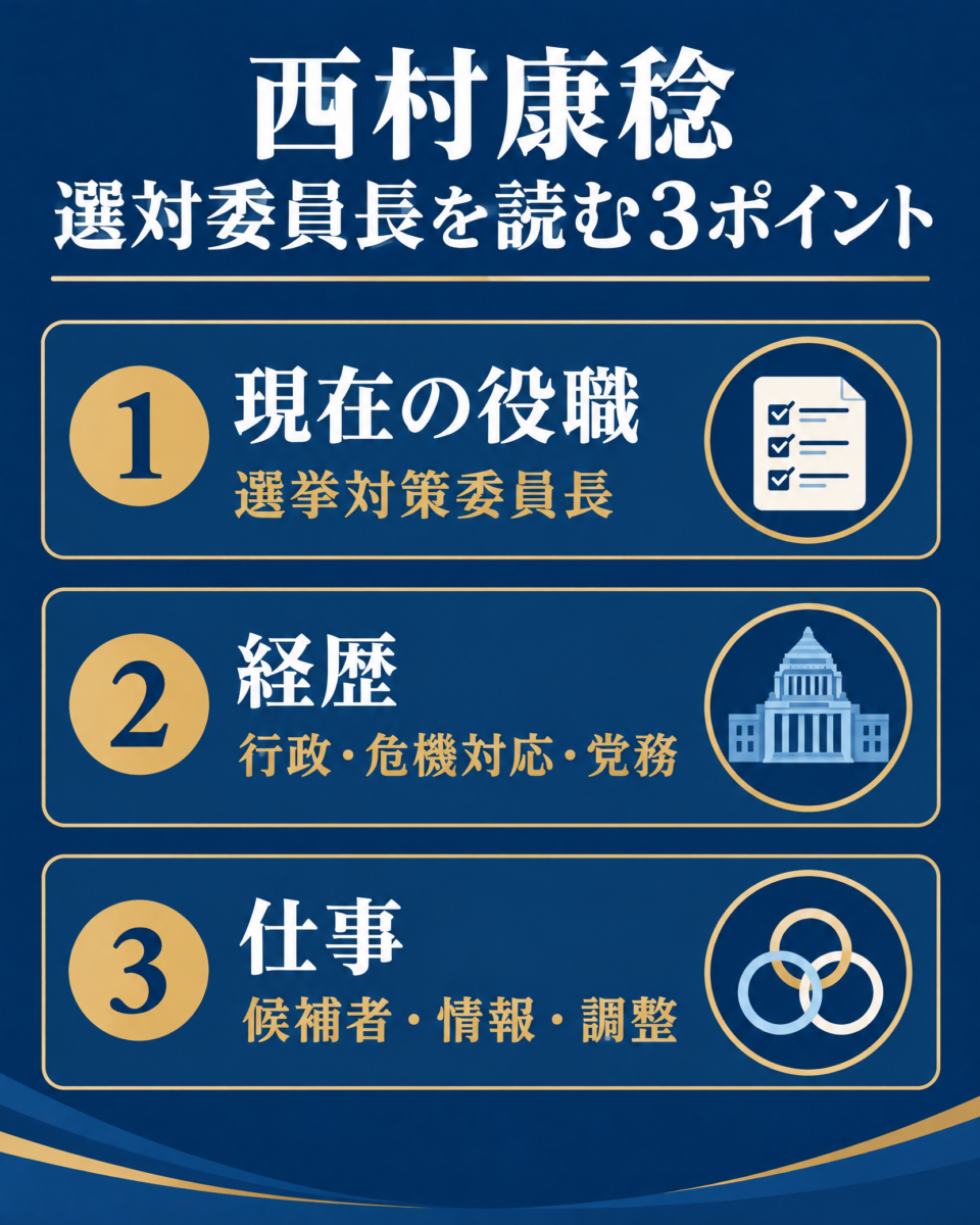 西村康稔選対委員長を読む3ポイントの要約図解