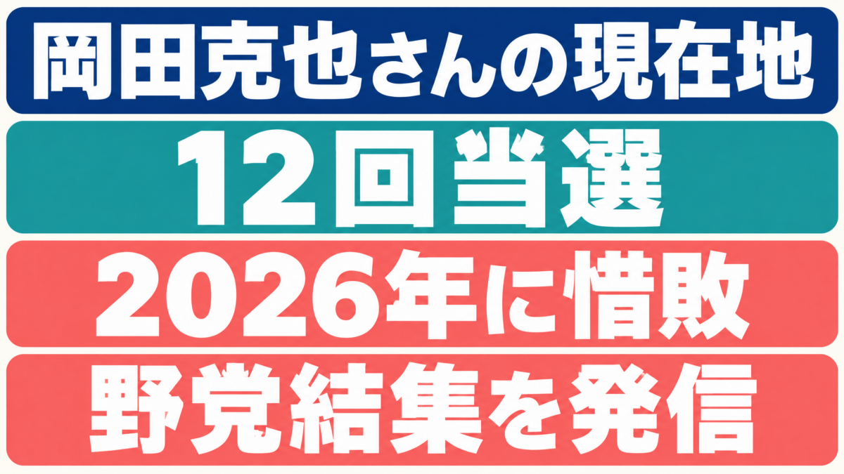 岡田克也氏の12回当選、2026年の惜敗、野党結集の発信という現在地を特大文字で示す図解
